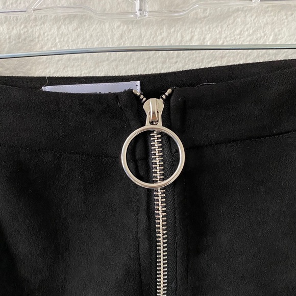Seek The Label Black Faux Suede Zipper Mini Skirt - Picture 2 of 7